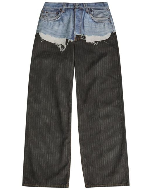 Acne Gray Pinstripe Wide-Leg Jeans for men