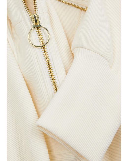 Varley White Vine Ribbed Stretch-Cotton Half-Zip Sweatshirt