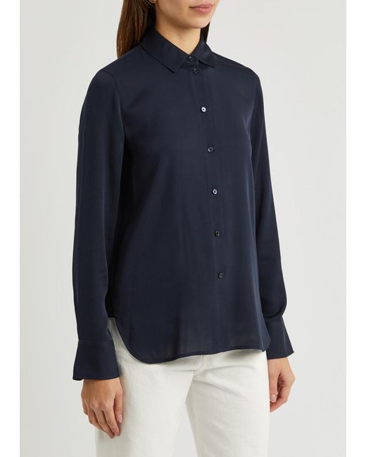 Vince Blue Stretch-silk Shirt