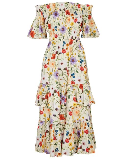 Borgo De Nor Multicolor Margarita Floral-Print Cotton Maxi Dress