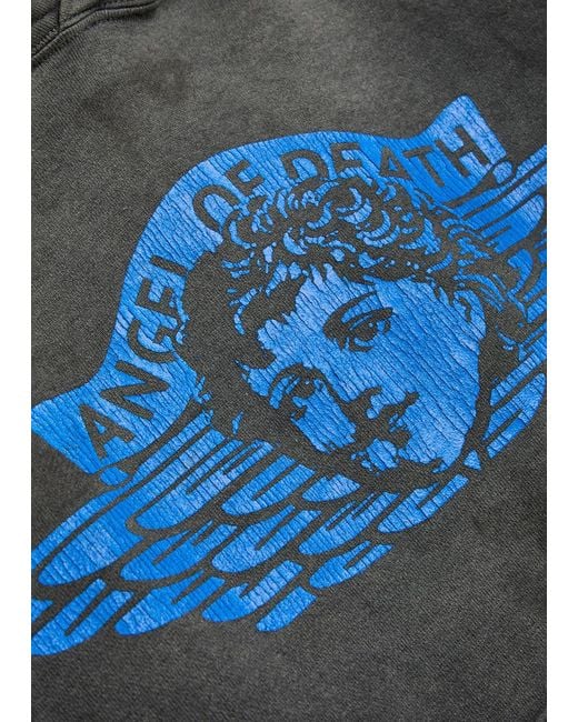 SAINT Mxxxxxx Blue Angel Of Death Printed Hooded Cotton Sweatshirt for men