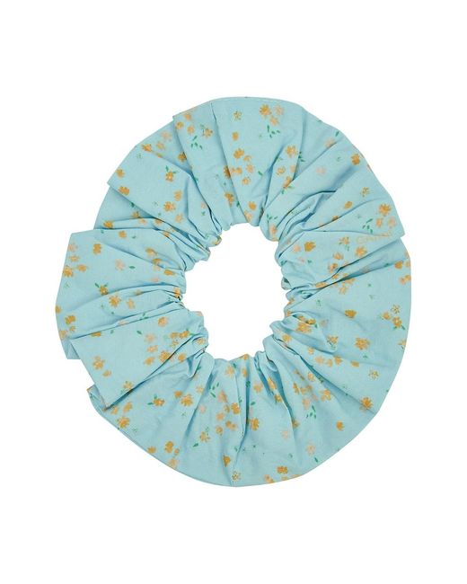 Ganni Blue Floral-Print Scrunchie