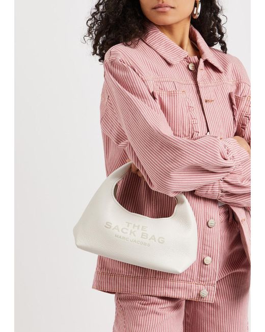 Marc Jacobs White The Sack Mini Leather Top Handle Bag