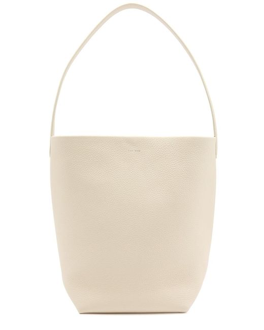 The Row White N/S Park Medium Leather Tote
