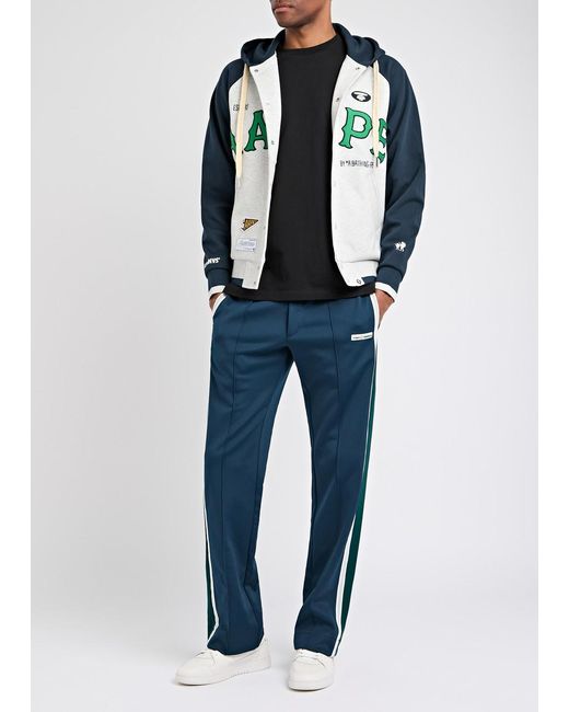 Aape Blue College Colour-Block Hooded Sweatshirt for men