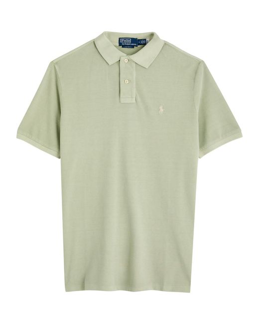 Polo Ralph Lauren Green Logo-Embroidered Piqué Cotton Polo Shirt for men