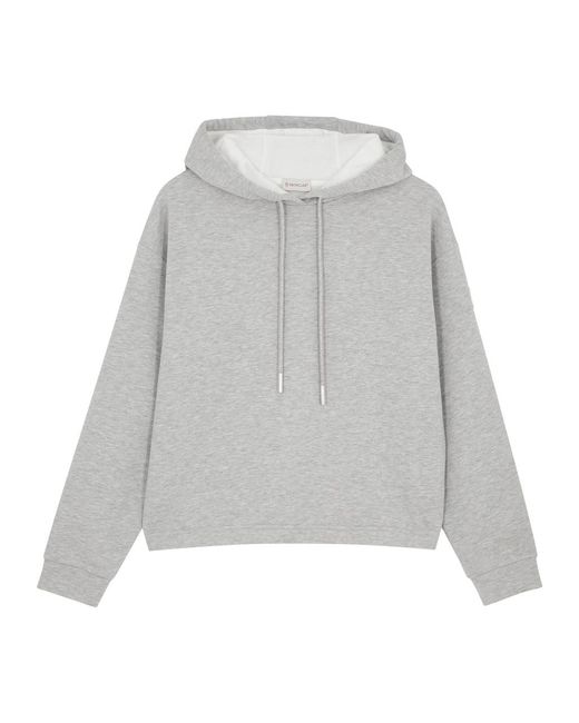 Moncler Gray Glittered Hooded Jersey Sweatshirt