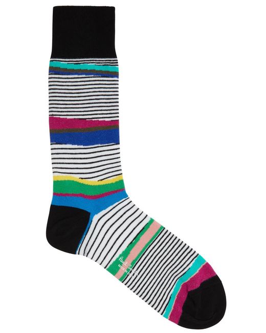 Paul Smith Blue Eli Striped Stretch-cotton Socks for men