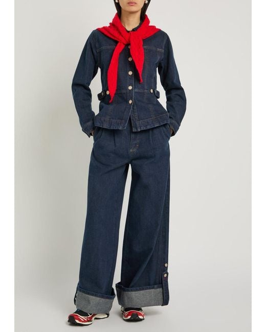 Damson Madder Blue Wylie Turn-Up Wide-Leg Jeans