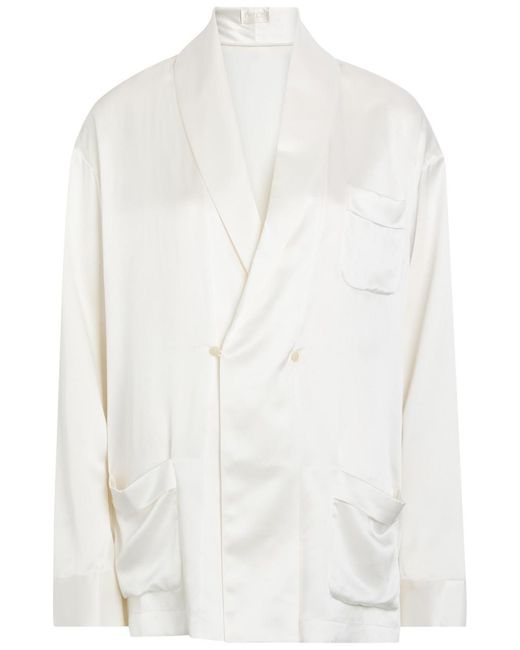 Delos White Gilbert Double-Breasted Silk Jacket