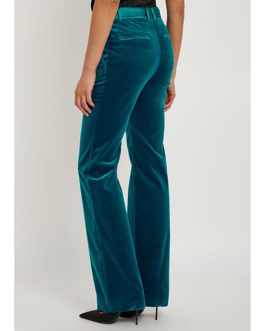 Rabanne Blue Straight-Leg Velvet Trousers