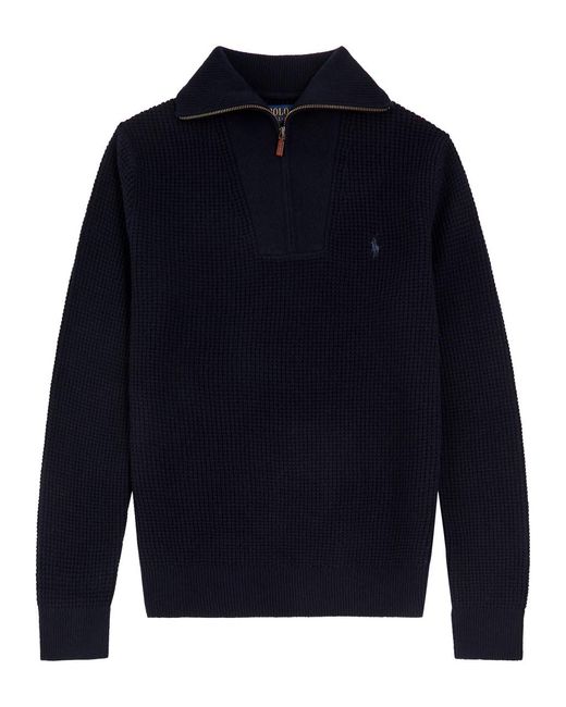 Polo Ralph Lauren Blue Waffle-Knit Wool-Blend Jumper for men