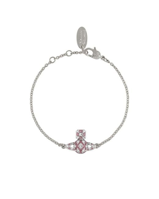 Vivienne Westwood White Rachelle Bas Relief Crystal-Embellished Orb Bracelet