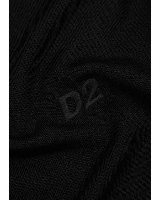 DSquared² Black Logo-embroidered Wool Jumper for men