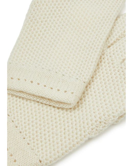 Inverni Natural Waffle-knit Cashmere Gloves