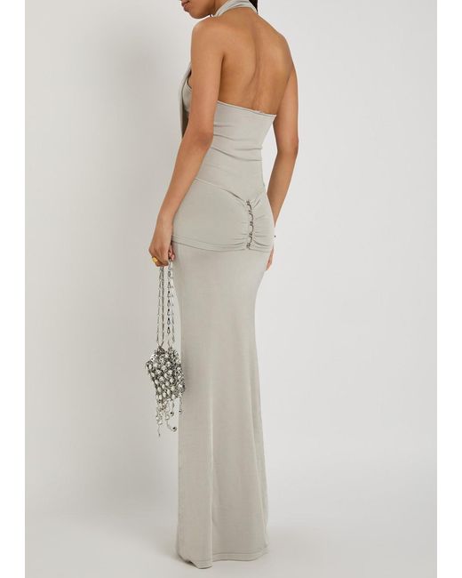 AYA MUSE White Sereno Halterneck Knit Maxi Dress