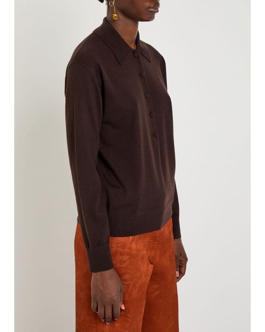 Dries Van Noten Brown Tuno Wool Polo Top