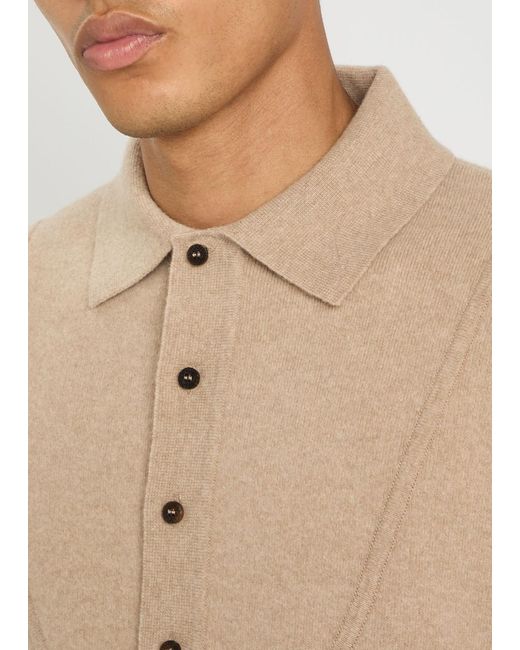 Jacquemus Natural La Pallone Melange Wool And Cashmere-Blend Polo Jumper for men