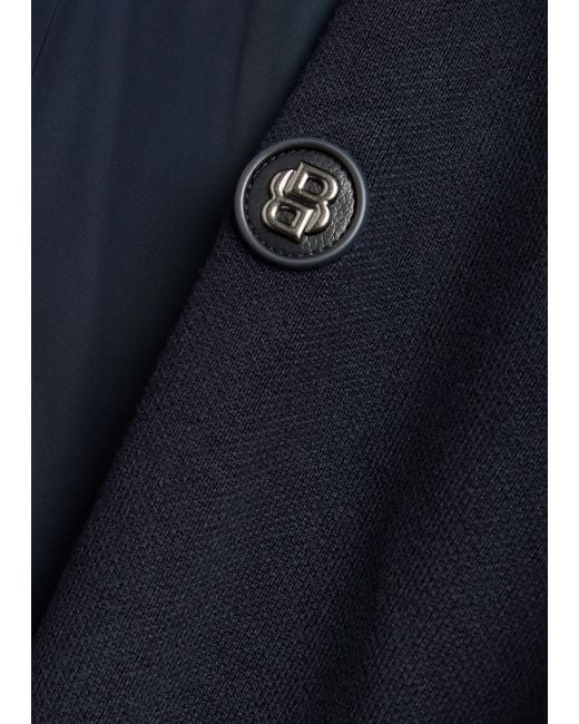 Boss Blue Levaio Quilted Cotton And Shell Bomber Jacket for men