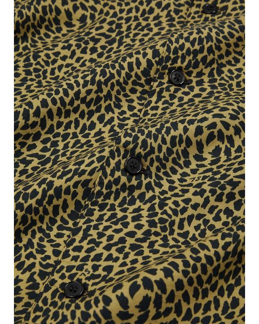 Saint Laurent Green Leopard-print Jersey Shirt for men