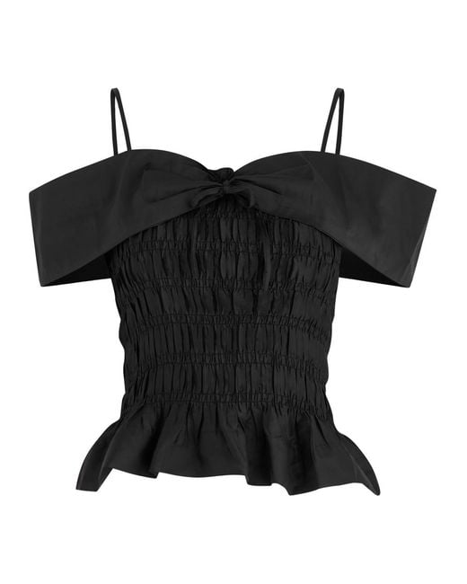 Damson Madder Black Elsa Smocked Cotton Top