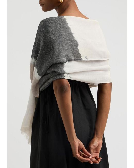 Denis Colomb White Summer Ikat Jacquard Cashmere-blend Scarf