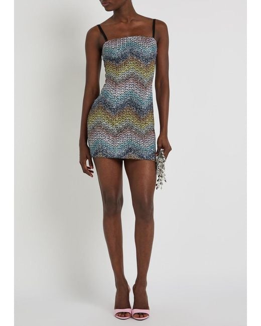 Missoni Multicolor Zigzag Metallic-Knit Mini Dress