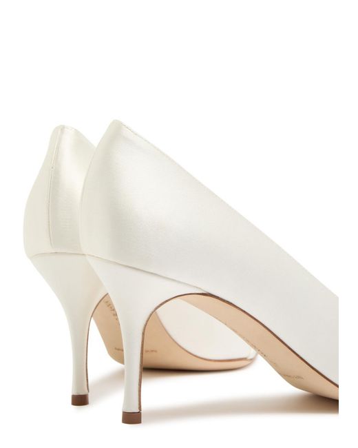 Manolo Blahnik Natural Asapump Satin Sandals