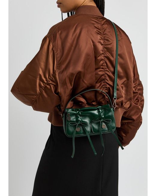 Acne Green Mini Multipocket Leather Top Handle Bag