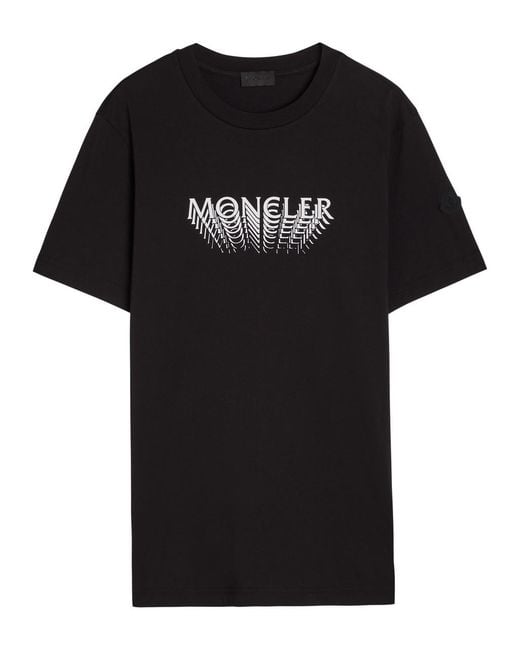 Moncler Black Logo-Print Cotton T-Shirt for men
