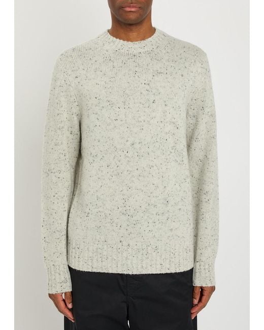 Les Deux White Gary Fleck Wool-Blend Jumper for men