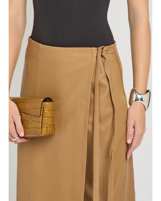 Nour Hammour Natural Leather Maxi Wrap Skirt