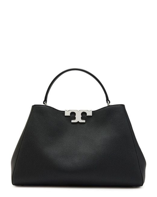 Tory Burch Black Eleanor T-Logo Grained Leather Top Handle Bag