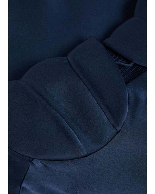 Anna October Blue Tulip Satin-Crepe Maxi Dress
