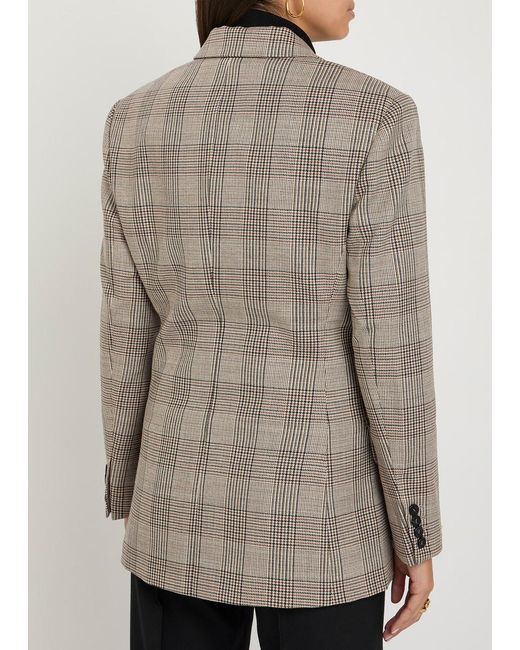 Anine Bing Gray Aretha Checked Wool Blazer