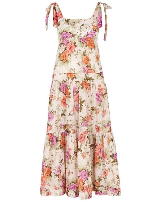 Zimmermann Pattie Floral-print Cotton Midi Dress | Lyst