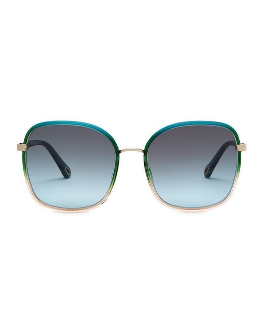 Chloé Blue Two-tone Square-frame Sunglasses