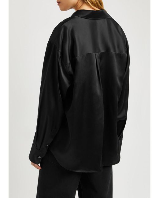 T By Alexander Wang Black Alexanderwang. T Layered Silk-satin Shirt