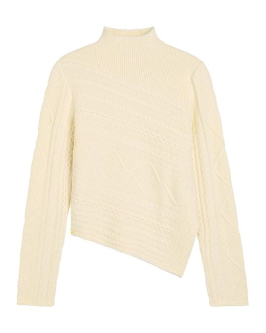 Staud Natural Sidney Cable-Knit Wool-Blend Jumper