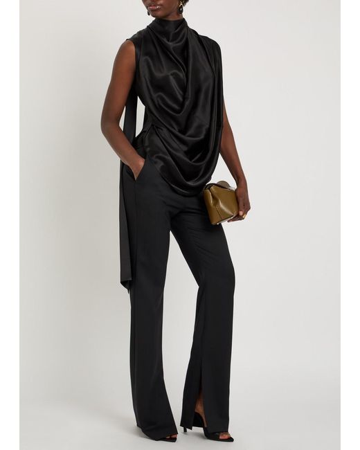 Roksanda Black Vesper Draped Silk Top