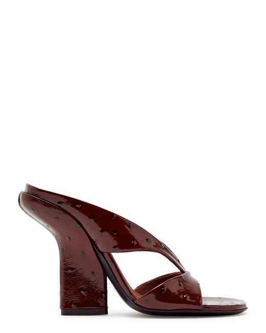 Dries Van Noten Brown 120 Glossed Ostrich Leather Mules