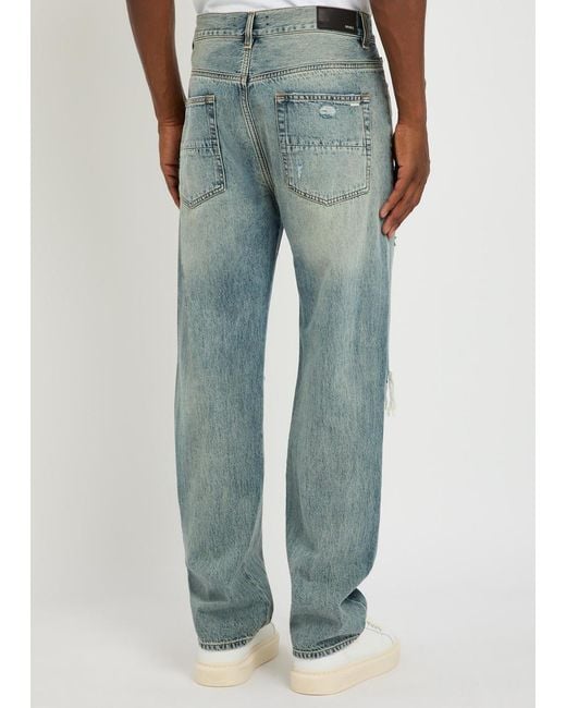 Amiri Blue Mx1 Ripped Straight-Leg Jeans for men
