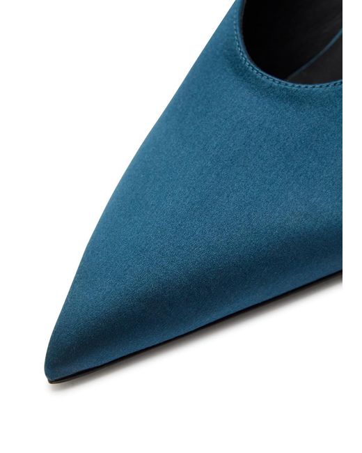 Alaïa Blue 75 Satin Wedge Mules