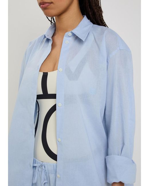 Totême Blue Cotton And Linen-Blend Shirt