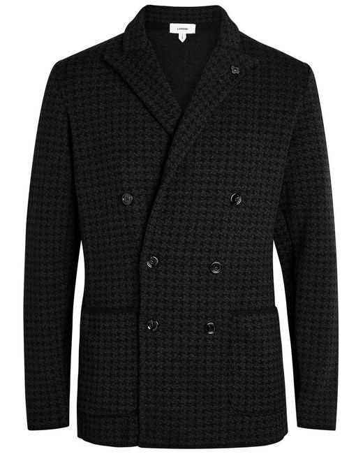 Lardini Black Houndstooth Wool Cardigan for men