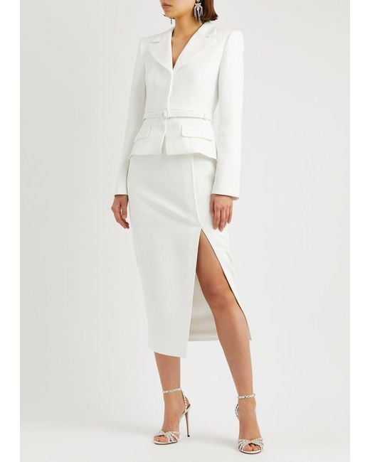 Self-Portrait White Belted Blazer Midi Dress