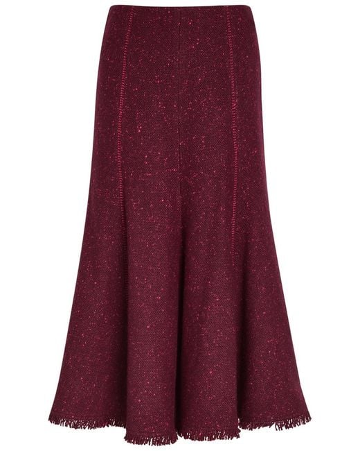 Gabriela Hearst Purple Amy Speckled Wool And Cashmere-Blend Midi Skirt