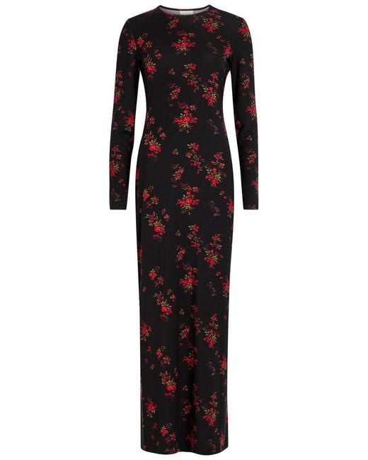 Reformation Black Tommie Floral Stretch-Jersey Maxi Dress
