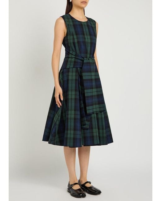 J.W. Anderson Blue Cloque Checked Seersucker Midi Dress