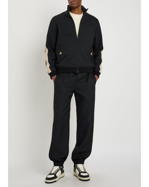 Valentino Garavani Black Panelled Jersey-Twill Track Jacket for men
